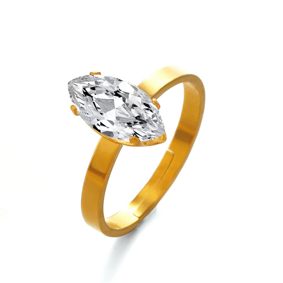 Wholesale Ladies Geometric Stainless Steel Electroplated Zircon Inlaid Ring