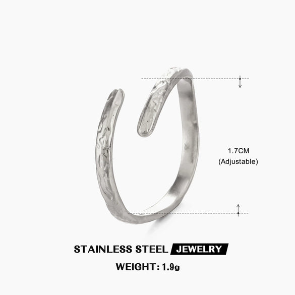 Wholesale Ladies Geometric Stainless Steel Hammered Gold Plated Ring