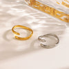 Wholesale Ladies Geometric Stainless Steel Hammered Gold Plated Ring