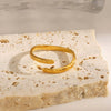 Wholesale Ladies Geometric Stainless Steel Hammered Gold Plated Ring