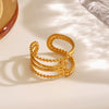 Wholesale Ladies Geometric Stainless Steel 18K Gold Plated Ring Jewelry