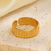 Wholesale Ladies Geometric Stainless Steel Open Adjustable Ring 18K Gold Plated
