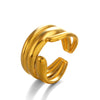 Wholesale Ladies Geometric Stainless Steel Open Hip Hop Ring With 18K Gold Plated Electroplating