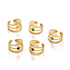 Wholesale Ladies Geometric Stainless Steel Ring With Obsidian Turquoise Malachite Tiger's Eye Stone Electroplated