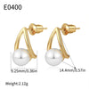 Wholesale Ladies Geometric Style Pearl Earrings Copper Plated 14K Real Gold