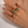 Wholesale Ladies Geometric Titanium Steel Ring Retro Line Hollow Electroplated Design