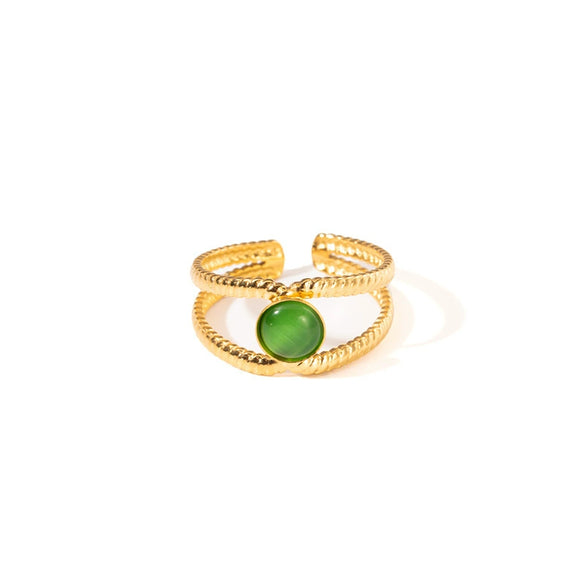 Wholesale Ladies Geometric Titanium Steel Ring Retro Line Hollow Electroplated Design