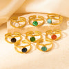 Wholesale Ladies Geometric Titanium Steel Ring Retro Line Hollow Electroplated Design