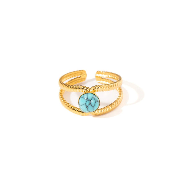 Wholesale Ladies Geometric Titanium Steel Ring Retro Line Hollow Electroplated Design
