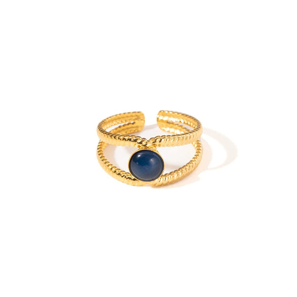Wholesale Ladies Geometric Titanium Steel Ring Retro Line Hollow Electroplated Design