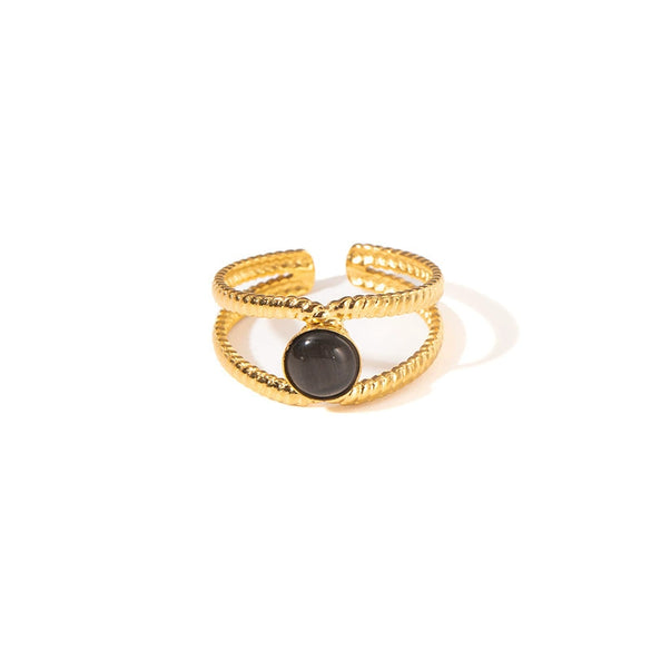 Wholesale Ladies Geometric Titanium Steel Ring Retro Line Hollow Electroplated Design