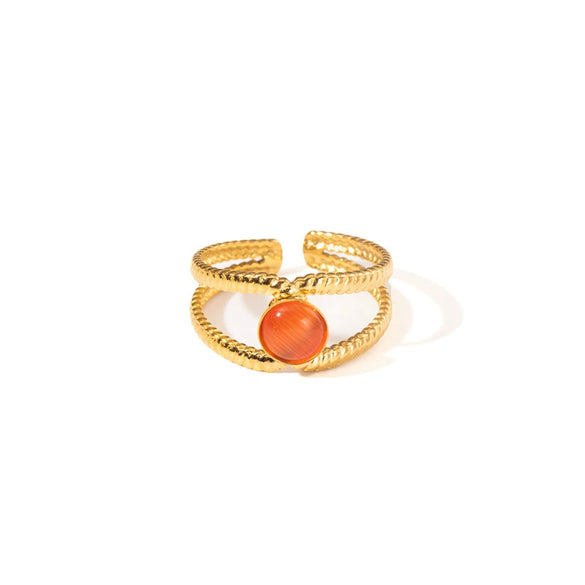 Wholesale Ladies Geometric Titanium Steel Ring Retro Line Hollow Electroplated Design