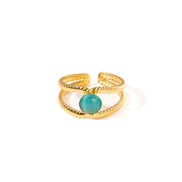 Wholesale Ladies Geometric Titanium Steel Ring Retro Line Hollow Electroplated Design
