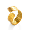 Wholesale Ladies Geometric Wide Face Cross Hammer Stainless Steel Ring With Electroplating Design