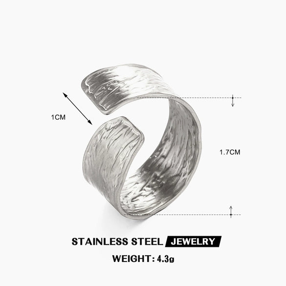 Wholesale Ladies Geometric Wide Face Cross Hammer Stainless Steel Ring With Electroplating Design