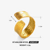 Wholesale Ladies Geometric Wide Face Cross Hammer Stainless Steel Ring With Electroplating Design