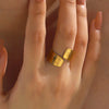 Wholesale Ladies Geometric Wide Face Cross Hammer Stainless Steel Ring With Electroplating Design