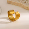 Wholesale Ladies Geometric Wide Face Cross Hammer Stainless Steel Ring With Electroplating Design
