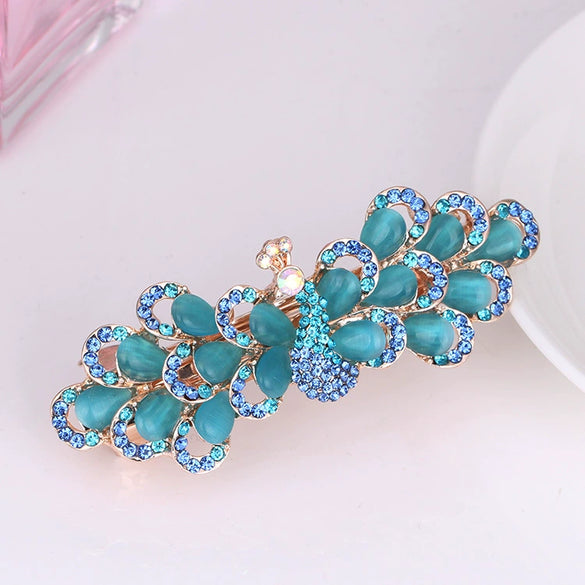 Wholesale Ladies Hair Accessories Alloy Nickelfree Plated Electroplated Cat's Eye Flower Hair Clip