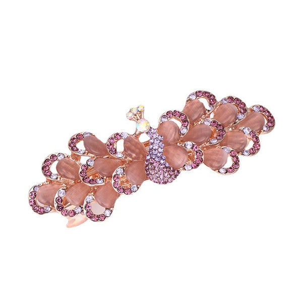 Wholesale Ladies Hair Accessories Alloy Nickelfree Plated Electroplated Cat's Eye Flower Hair Clip