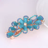 Wholesale Ladies Hair Accessories Alloy Nickelfree Plated Electroplated Cat's Eye Flower Hair Clip