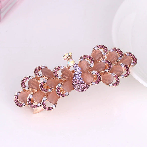 Wholesale Ladies Hair Accessories Alloy Nickelfree Plated Electroplated Cat's Eye Flower Hair Clip