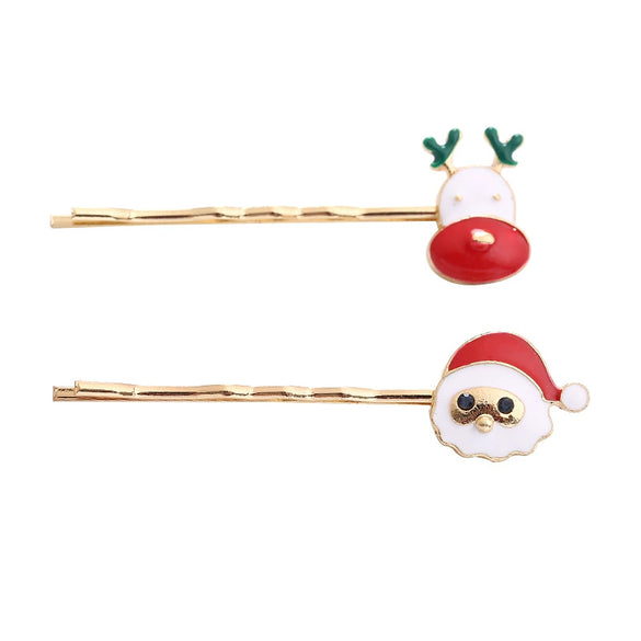 Wholesale Ladies Hair Accessories Hairpin Cartoon Character Santa Claus Elk Electroplated