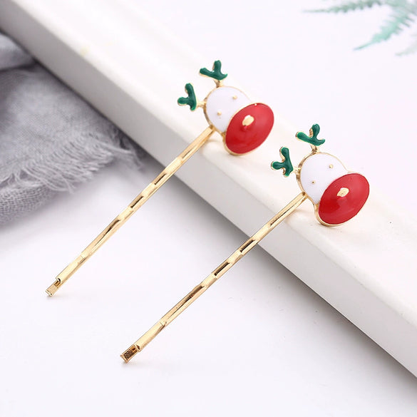 Wholesale Ladies Hair Accessories Hairpin Cartoon Character Santa Claus Elk Electroplated