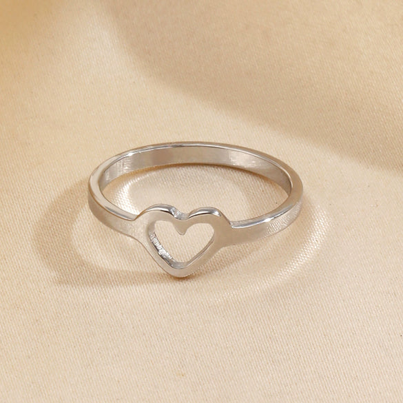 Wholesale Ladies Heartshaped Electroplated Stainless Steel And Resin Ring