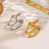 Wholesale Ladies Hip Hop Retro Irregular Geometric Stainless Steel Opening Ring With Electroplating