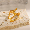 Wholesale Ladies Hip Hop Retro Irregular Geometric Stainless Steel Opening Ring With Electroplating