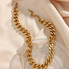 Wholesale Ladies Hiphop Stainless Steel Necklace With Geometric Pattern And Cuban Chain Electroplated
