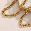 Wholesale Ladies Hiphop Stainless Steel Necklace With Geometric Pattern And Cuban Chain Electroplated