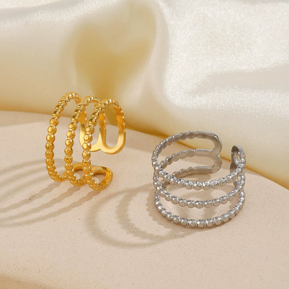 Wholesale Ladies Ins Style Popular Open Adjustable Geometric Stainless Steel Electroplated Ring
