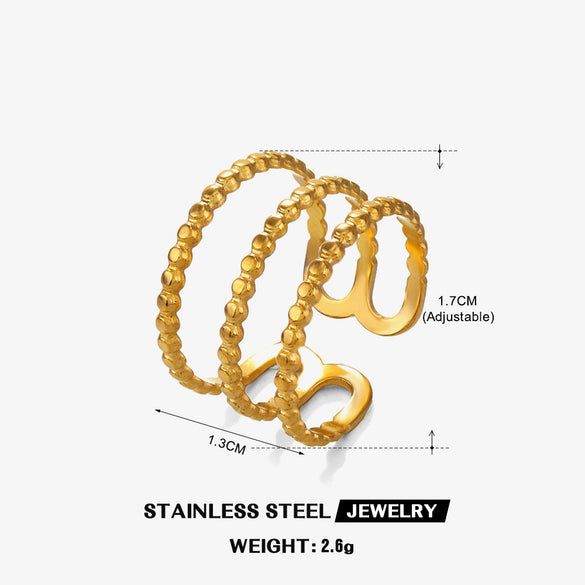 Wholesale Ladies Ins Style Popular Open Adjustable Geometric Stainless Steel Electroplated Ring