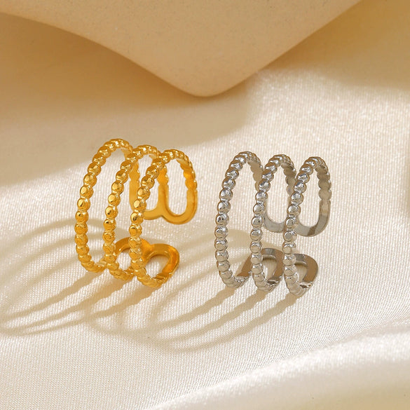 Wholesale Ladies Ins Style Popular Open Adjustable Geometric Stainless Steel Electroplated Ring