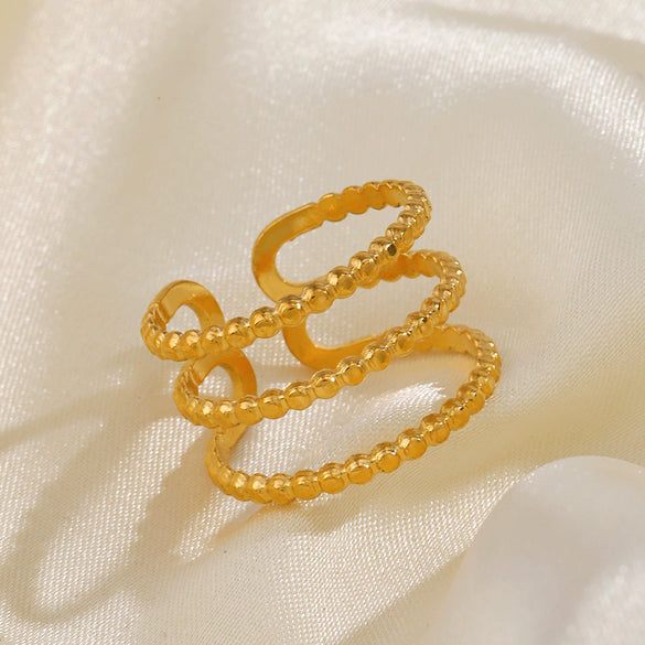 Wholesale Ladies Ins Style Popular Open Adjustable Geometric Stainless Steel Electroplated Ring