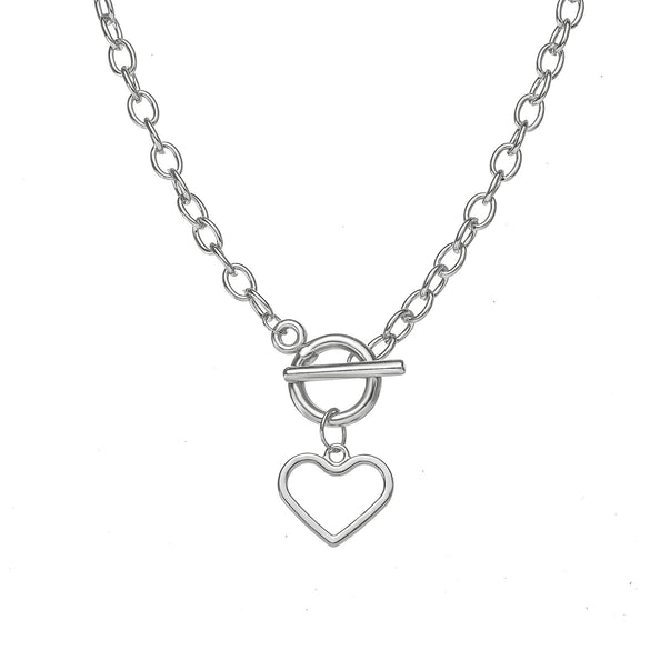 Wholesale Ladies Jewelry Alloy Heart Geometric Clavicle Chain With Electroplating Design