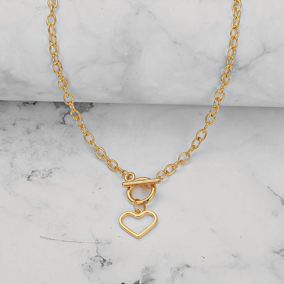 Wholesale Ladies Jewelry Alloy Heart Geometric Clavicle Chain With Electroplating Design
