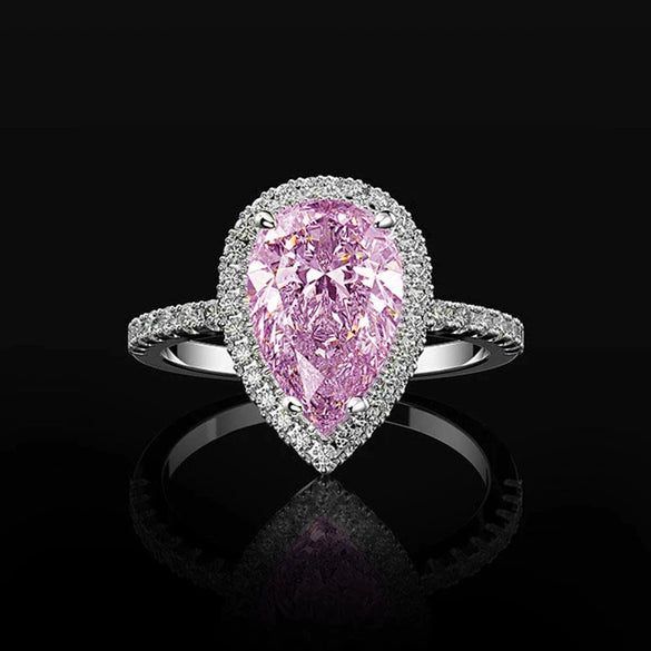Wholesale Ladies Jewelry Creative Shining Drop Shaped Zircon Copper Ring With Geometric Pattern High End Style