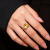Wholesale Ladies Jewelry Light Luxury Style Inlaid With Gold Heart Shape Geometric Asymmetrical Gold Plated Copper Ring