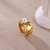 Wholesale Ladies Jewelry Light Luxury Style Inlaid With Gold Heart Shape Geometric Asymmetrical Gold Plated Copper Ring