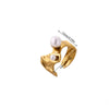 Wholesale Ladies Jewelry Light Luxury Style Inlaid With Gold Heart Shape Geometric Asymmetrical Gold Plated Copper Ring
