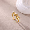 Wholesale Ladies Jewelry Light Luxury Style Inlaid With Gold Heart Shape Geometric Asymmetrical Gold Plated Copper Ring