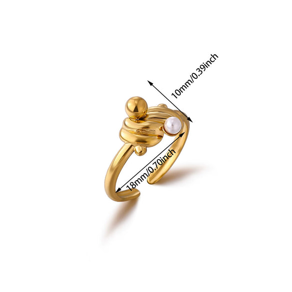 Wholesale Ladies Jewelry Light Luxury Style Inlaid With Gold Heart Shape Geometric Asymmetrical Gold Plated Copper Ring