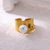 Wholesale Ladies Jewelry Light Luxury Style Inlaid With Gold Heart Shape Geometric Asymmetrical Gold Plated Copper Ring