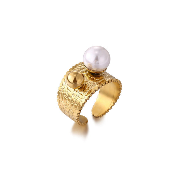 Wholesale Ladies Jewelry Light Luxury Style Inlaid With Gold Heart Shape Geometric Asymmetrical Gold Plated Copper Ring