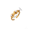 Wholesale Ladies Jewelry Light Luxury Style Inlaid With Gold Heart Shape Geometric Asymmetrical Gold Plated Copper Ring
