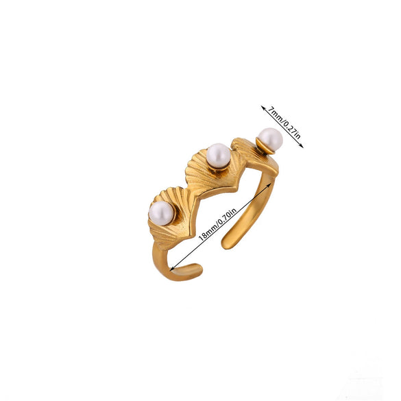Wholesale Ladies Jewelry Light Luxury Style Inlaid With Gold Heart Shape Geometric Asymmetrical Gold Plated Copper Ring