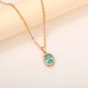 Wholesale Ladies Jewelry Retro Necklace Copper Pendant Mixed Gem Inlay Zircon Geometric Ochain